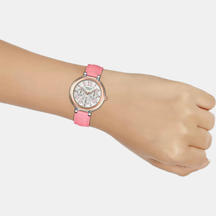 Sheen Women Quartz White Dial Chronograph Leather Watch SX195
