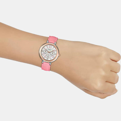 Sheen Women Quartz White Dial Chronograph Leather Watch SX195
