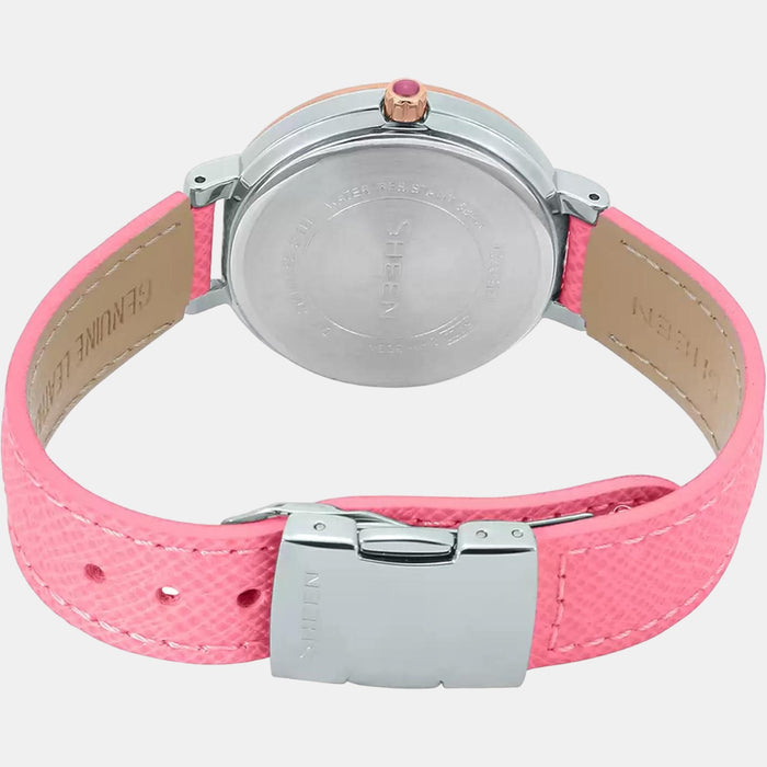 Sheen Women Quartz White Dial Chronograph Leather Watch SX195