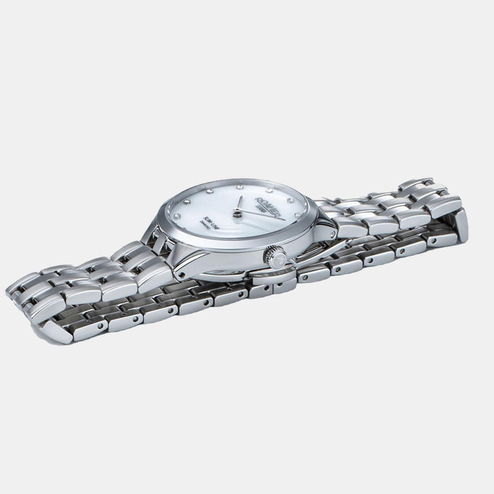 Slim-Line Diamond Women Quartz White Dial Analog Stainless Steel Watch 512847 41 89 20