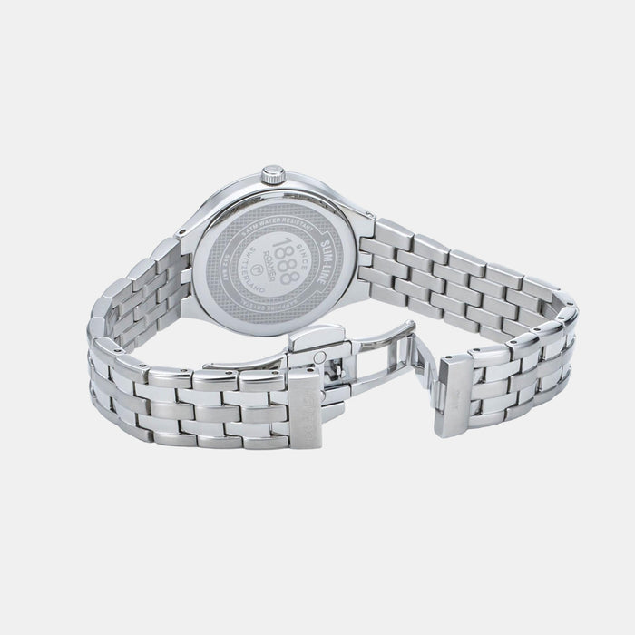 Slim-Line Diamond Women Quartz White Dial Analog Stainless Steel Watch 512847 41 89 20