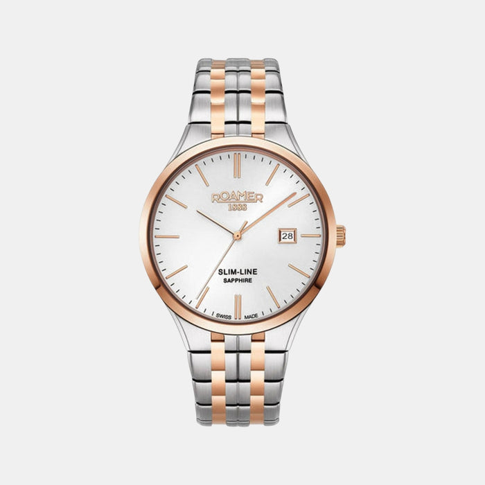 Slim-Line Men Quartz Silver Dial Analog Stainless Steel Watch 512833 49 15 20