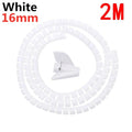 SearchFindOrder 16mm 2M White Spiral Flexible Tube Cable Wire Organizer & Protector Clip for Computer Cord Management Tools