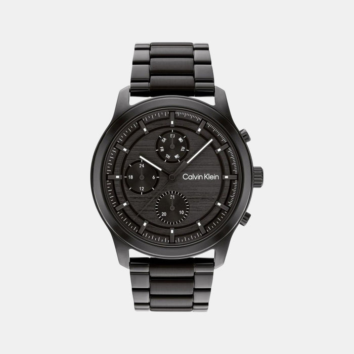 Sport Men Quartz Black Dial Multi-Function Stainless Steel Watch 25200209