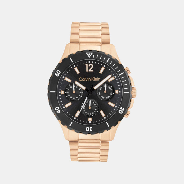 Sport Men Quartz Black Dial Multi-Function Stainless Steel Watch 25200315