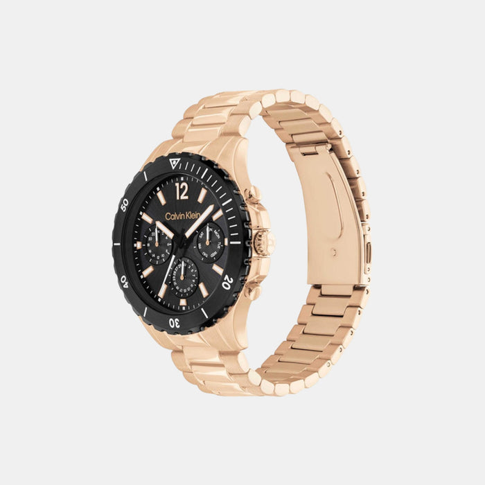 Sport Men Quartz Black Dial Multi-Function Stainless Steel Watch 25200315