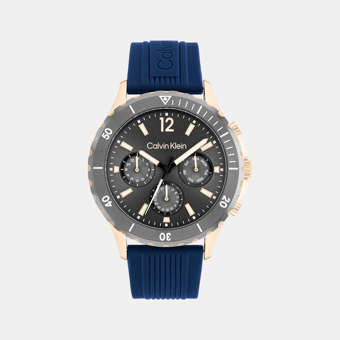 Sport Men Quartz Grey Dial Multi-Function Silicone Watch 25200316