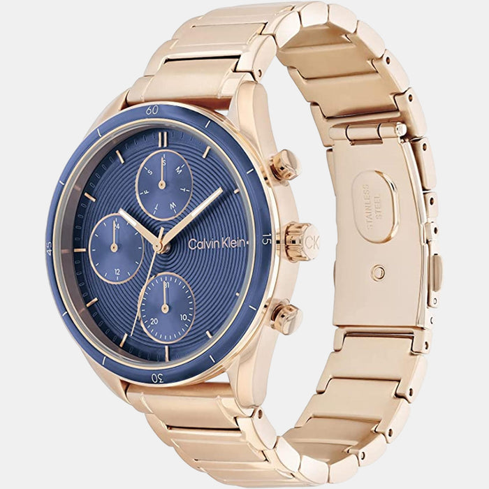 Sport Women Quartz Blue Dial Multi-Function Stainless Steel Watch 25200172