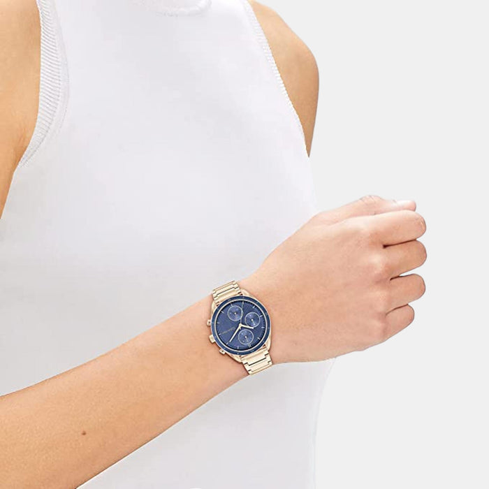 Sport Women Quartz Blue Dial Multi-Function Stainless Steel Watch 25200172