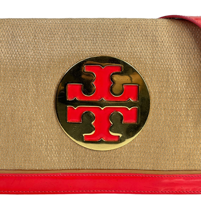 Tory Burch Straw Saddle Reva Clutch