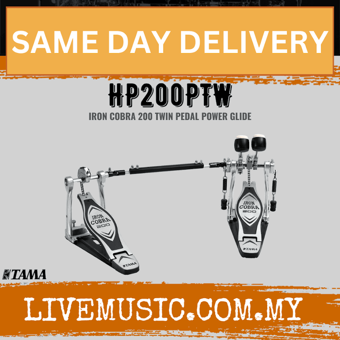 TAMA Iron Cobra twin drum pedal with black beaters and chrome frame