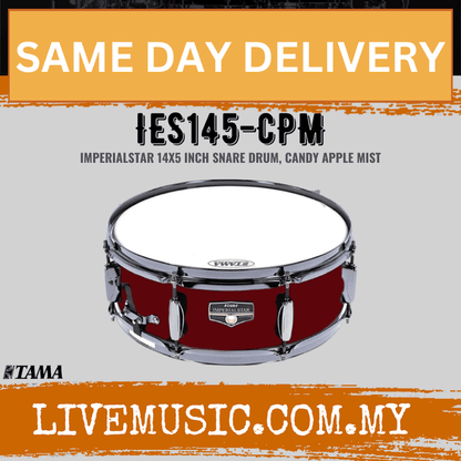 Candy apple mist 14x5 inch snare drum with chrome hardware and tension lugs