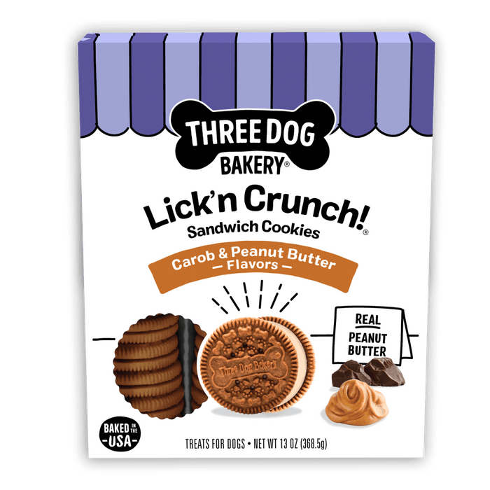Three Dog Bakery Lick’n Crunch!® Carob & Peanut Butter Flavors Dog Treats