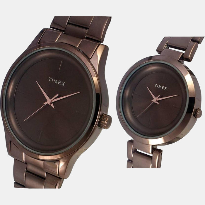 Trendline Couple Quartz Brown Dial Analog Stainless Steel Watch TW00PR295
