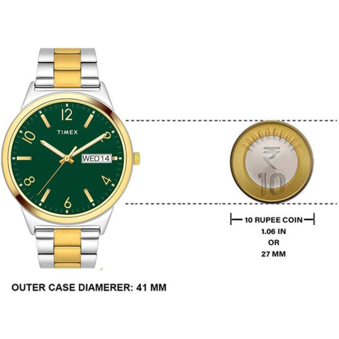 Trendline Men Quartz Green Dial Analog Stainless Steel Watch TWTG10006