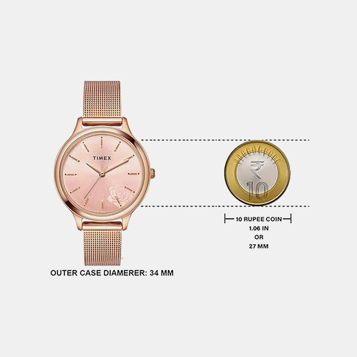 Trendline Women Quartz Pink Dial Analog Mesh Watch TWTL12102