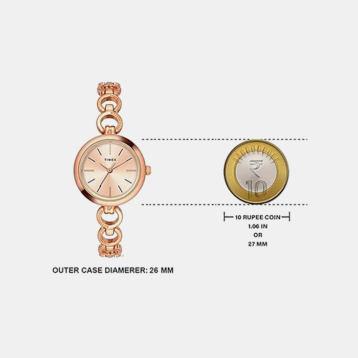 Trendline Women Quartz Rose Gold Dial Analog Brass Watch TWEL11434