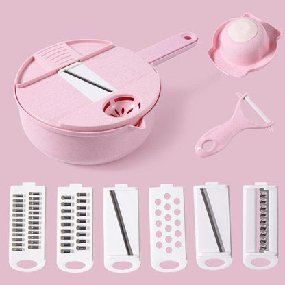 SearchFindOrder Pink Vegi Chop Pro 6-in-1 Kitchen Multifunctional Vegetable Chopper