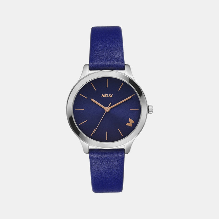 Women Quartz Blue Dial Analog Leather Watch TW055HL00