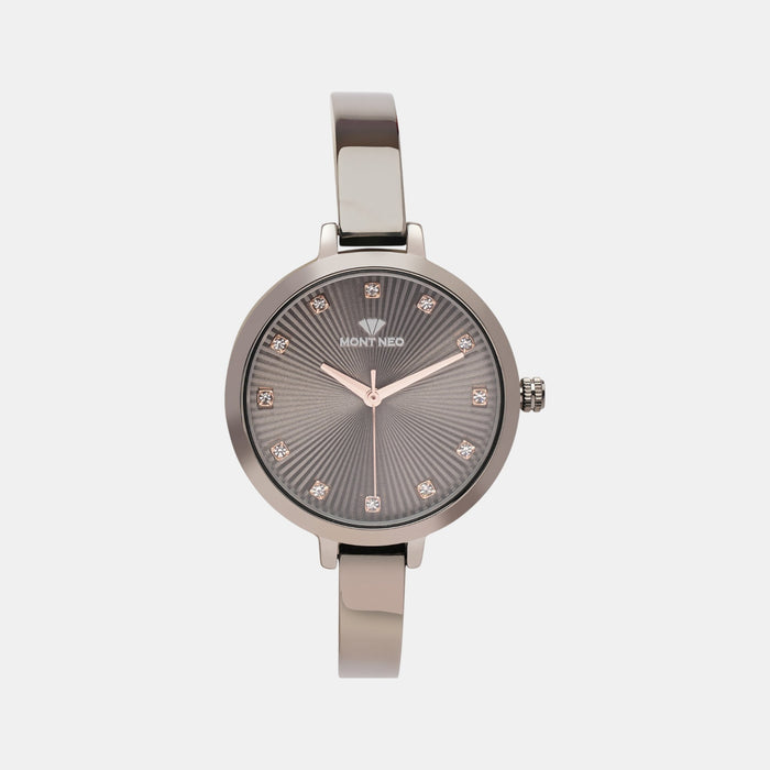 Women Quartz Grey Dial Analog Stainless Steel Watch 9004T-M8816
