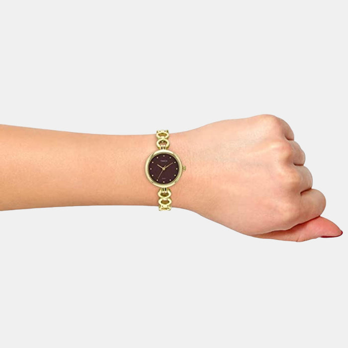 Women Quartz Maroon Dial Analog Brass Watch TWEL11415