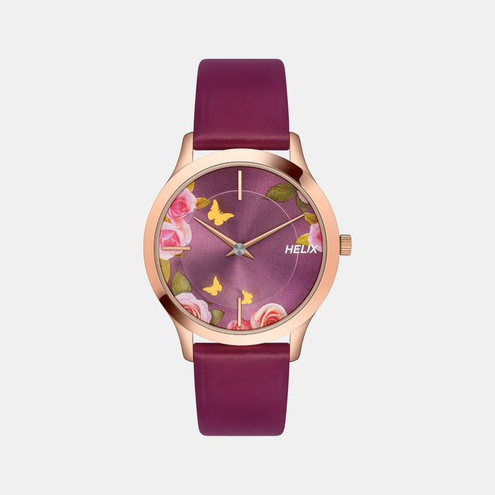 Women Quartz Maroon Dial Analog Leather Watch TW053HL05
