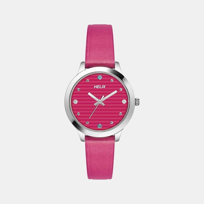 Women Quartz Pink Dial Analog Leather Watch TW022HL20