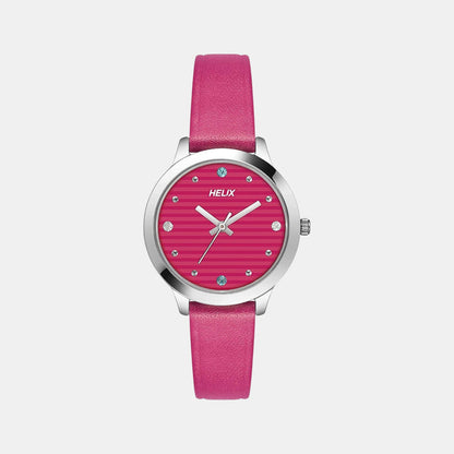 Women Quartz Pink Dial Analog Leather Watch TW022HL20