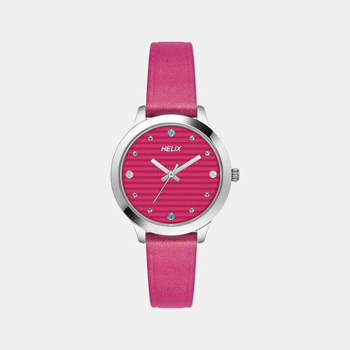 Women Quartz Pink Dial Analog Leather Watch TW022HL20