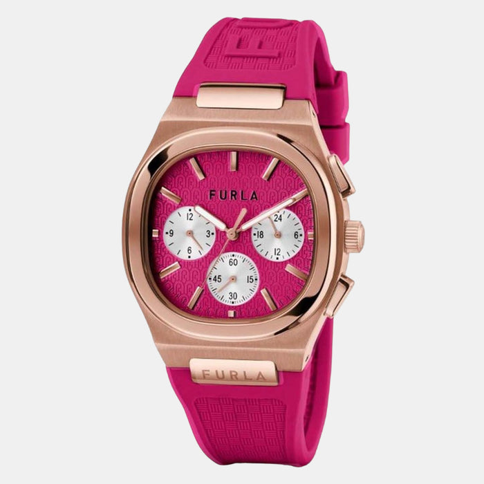 Women Quartz Pink Dial Chronograph Silicone Watch WW00036008L3