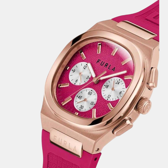 Women Quartz Pink Dial Chronograph Silicone Watch WW00036008L3