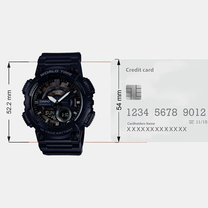 Youth Men Quartz Black Dial Analog-Digital Resin Watch AD218