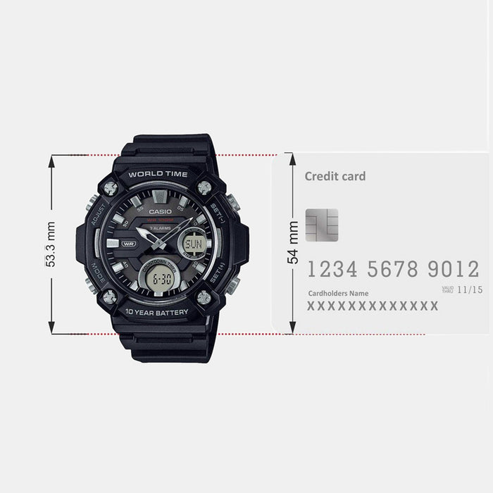 Youth Men Quartz Black Dial Analog-Digital Resin Watch AD262