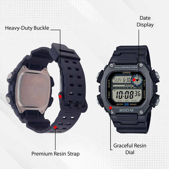 Youth Unisex Quartz Black Dial Digital Resin Watch I124